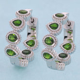 Oval Green Chrome Diopside Sterling Silver Earrings featuring elegant gemstone accents, perfect for sophisticated styles.